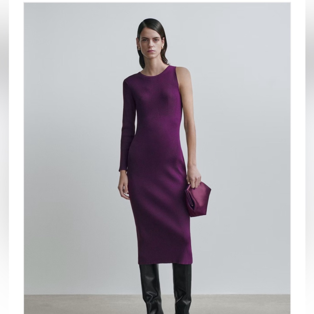 Massimo Dutti Purple Asymmetrical Bodycon Dress